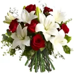 Celebration - Bouquet festif de fleurs rouge et lys Marrakech