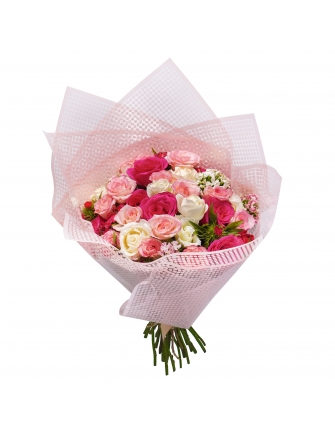 Bouquet Douceur de Rose élégant de Fleuriste Marrakech, roses fraîches et délicates.