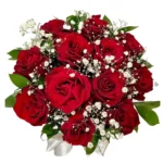 Nuit d’Amour boîte de roses rouges avec gypsophile - Fleuriste Marrakech