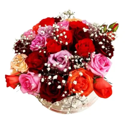 Bouquet Mosaïque d’Amour en roses multicolores