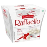 Boîte élégante de confiseries Raffaello Ferrero à la noix de coco et amande, gourmandise raffinée idéale pour offrir.