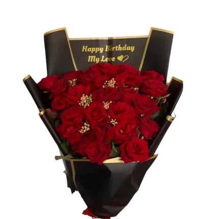 Bouquet Flamme d’Anniversaire en roses rouges livré à Marrakech