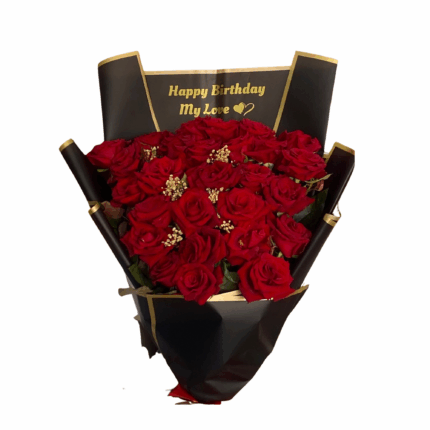 Bouquet Flamme d’Anniversaire en roses rouges livré à Marrakech
