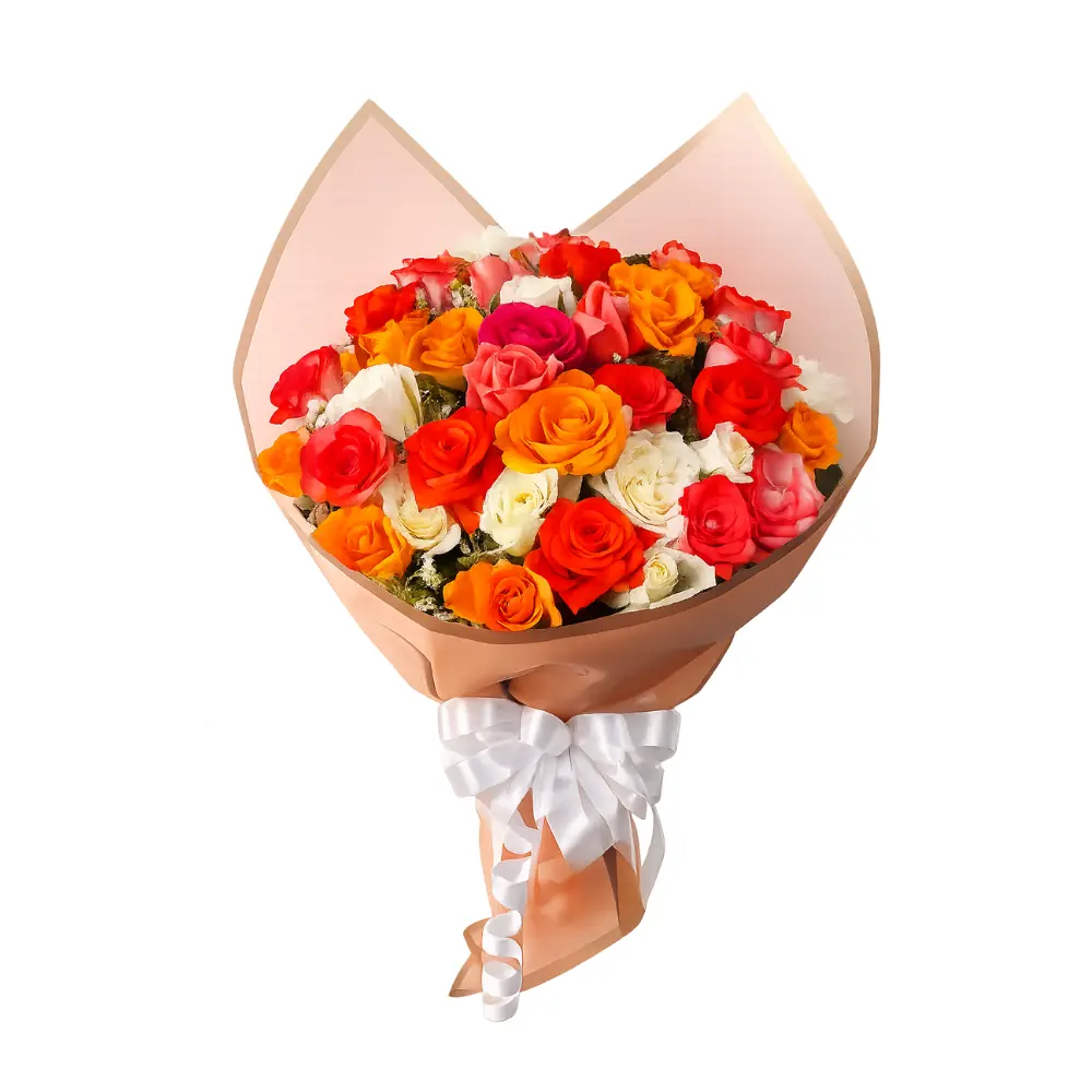 Éclat Tropical Éclat Tropical - Bouquet de roses multicolores avec livraison de fleurs à Marrakech